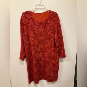 Gudrun Sjoden Organic Cotton Floral Long Sleeve Dress XL Lagenlook